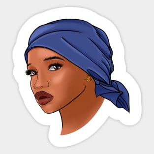 African American woman with a headscarf, fashion portrait Sticker